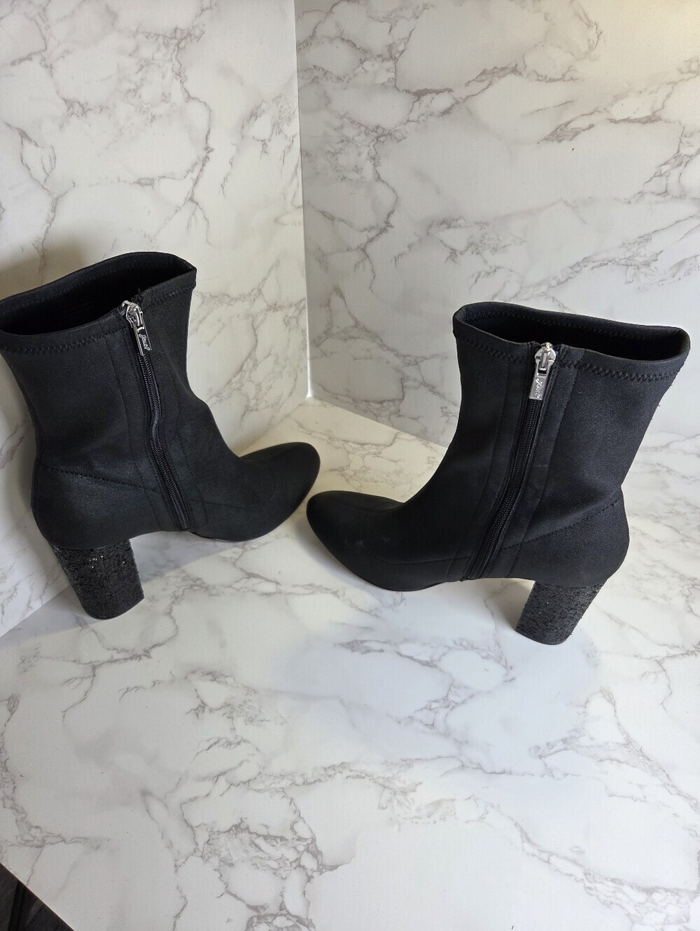 Women's Black Mid-Calf Zip Block Heel Boots(B30) JAWELBADGLEYMISCHKA